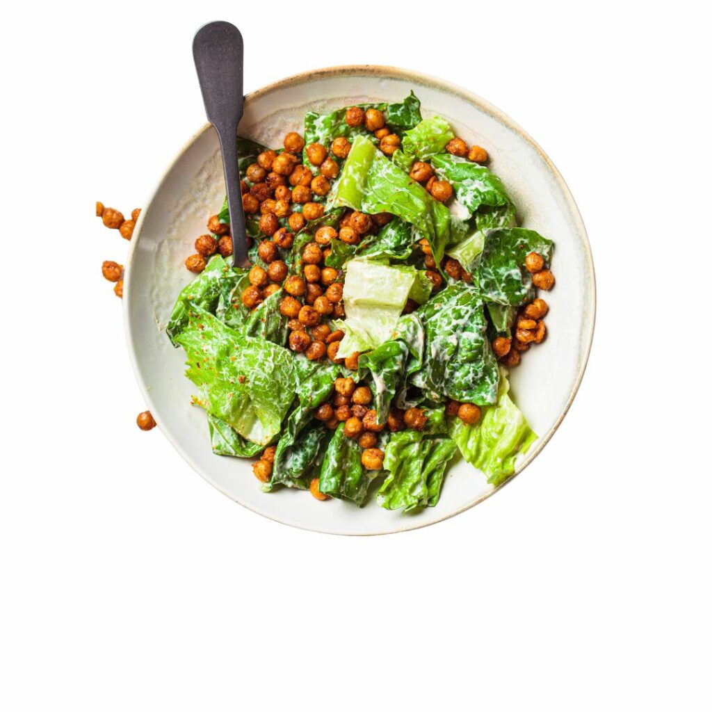 Trader Joe’s Meal Ideas For Gestational Diabetes, vegan Caesar salad, gestational diabetes salad
